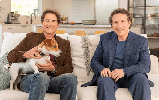Rob Lowe and Dr. Gary Richter with dogs