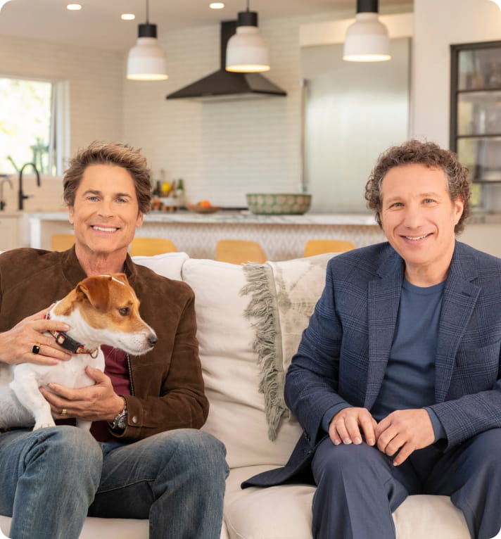 Rob Lowe and Dr. Gary Richter with dogs