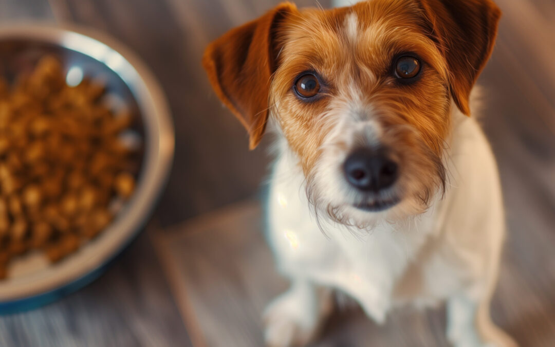 Jack Russell Terrier with Food Bowl