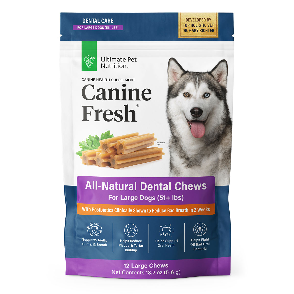 Canine Fresh All-Natural Dental Chews for Large Dogs, 12 Chews